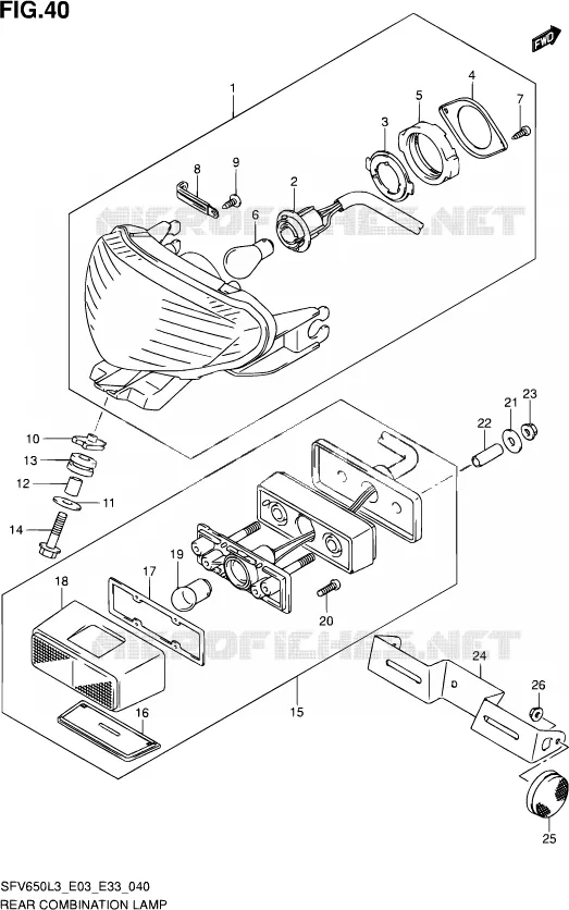 TAIL LIGHT ASSY Suzuki MOTO 650 GLADIUS 2013  SFV650 L3 (E03,E28,E33)
