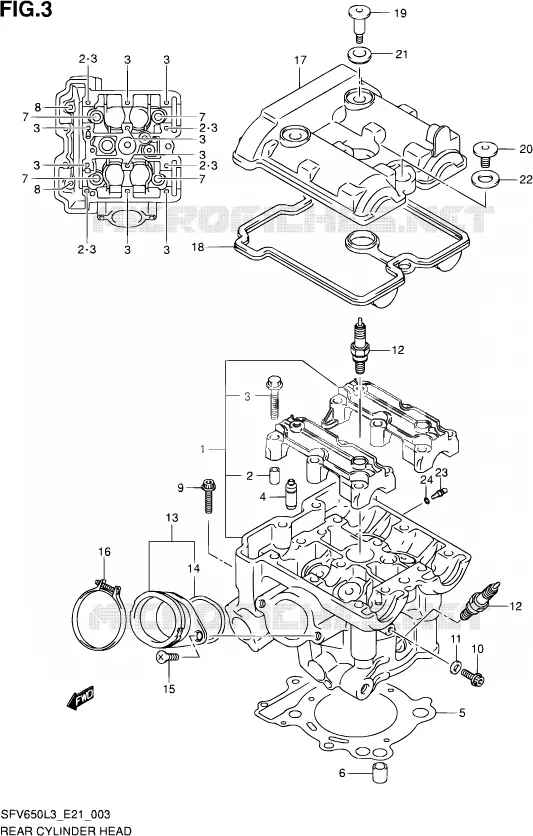 ACHTER CILINDERKOP Suzuki MOTO 650 GLADIUS 2013  SFV650 L3 (E21)
