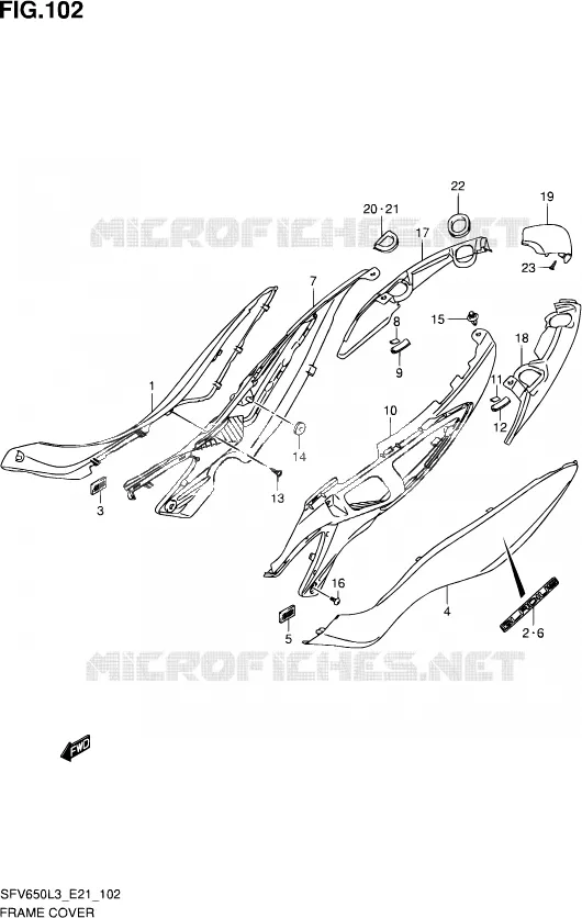 ACHTER KUIP (SFV650AL3 E21) Suzuki MOTO 650 GLADIUS 2013  SFV650 L3 (E21)