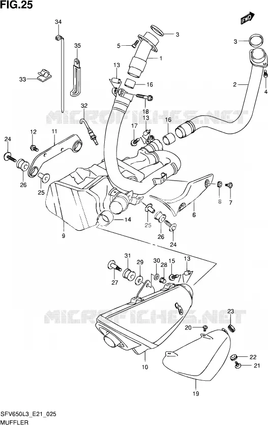 GELUIDDEMPER (SFV650UL3 E21) Suzuki MOTO 650 GLADIUS 2013  SFV650 L3 (E21)