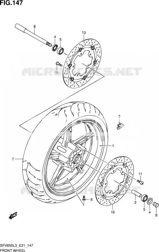 VOORWIEL (SFV650L3 E24) Suzuki MOTO 650 GLADIUS 2013  SFV650 L3 (E21)