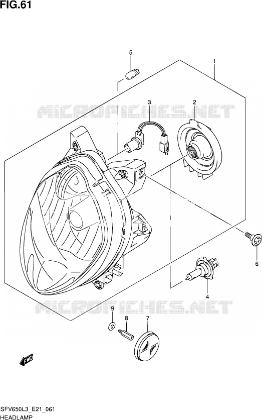 KOPLAMP (SFV650UL3 E24) Suzuki MOTO 650 GLADIUS 2013  SFV650 L3 (E24)