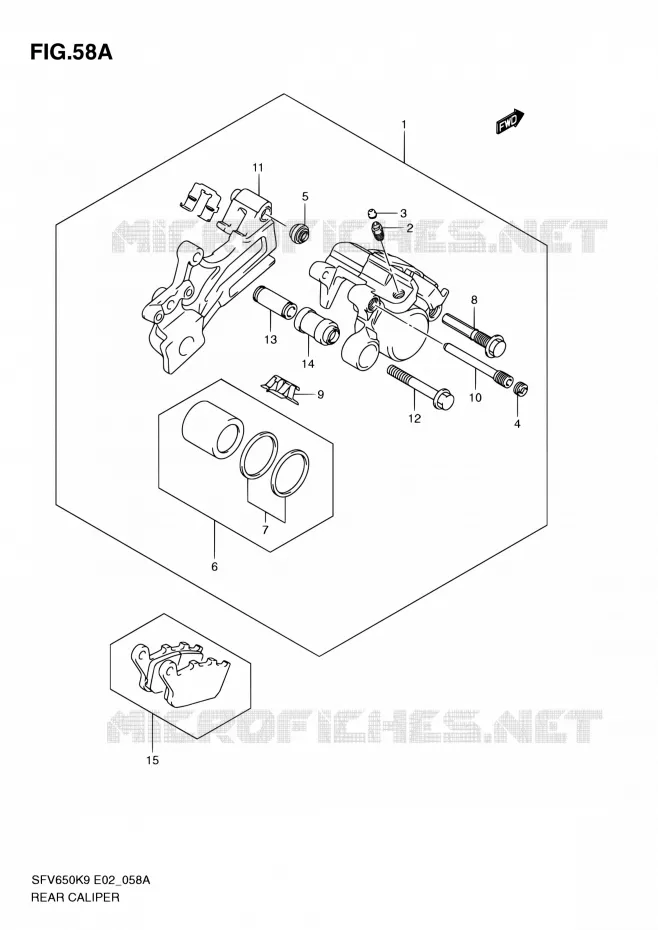 REAR CALIPER (SFV650AK9/UAK9/AL0/UAL0) Suzuki MOTO 650 GLADIUS 2010  SFV650AL0(E19)