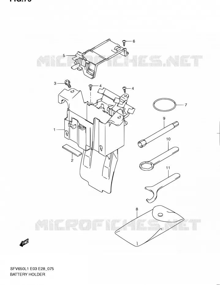 ACCU BOX - TOOLS (SFV650L1 E28) Suzuki MOTO 650 GLADIUS 2011  SFV650A L1 (E03,E28,E33)