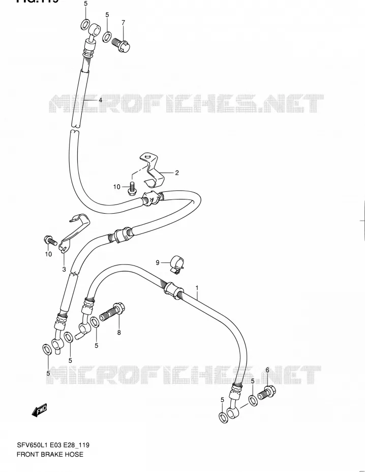 FRONT REMSLANG (SFV650L1 E33) Suzuki MOTO 650 GLADIUS 2011  SFV650A L1 (E03,E28,E33)
