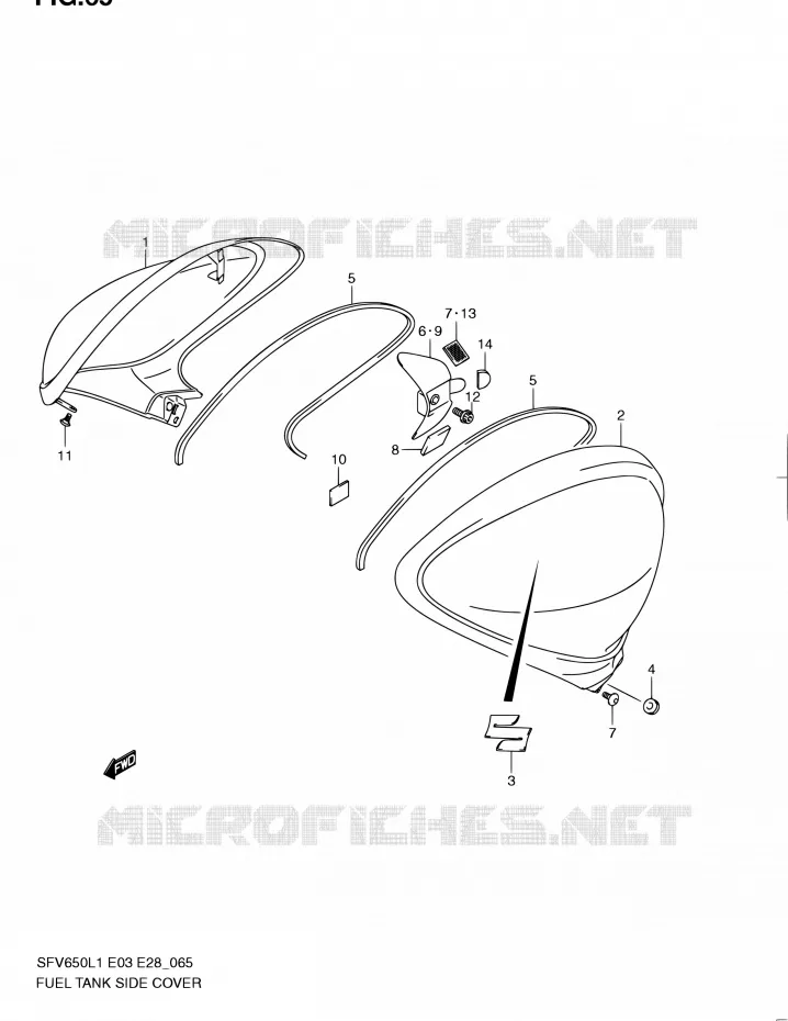FUEL TANK ZIJKLEP Suzuki MOTO 650 GLADIUS 2011  SFV650A L1 (E03,E28,E33)