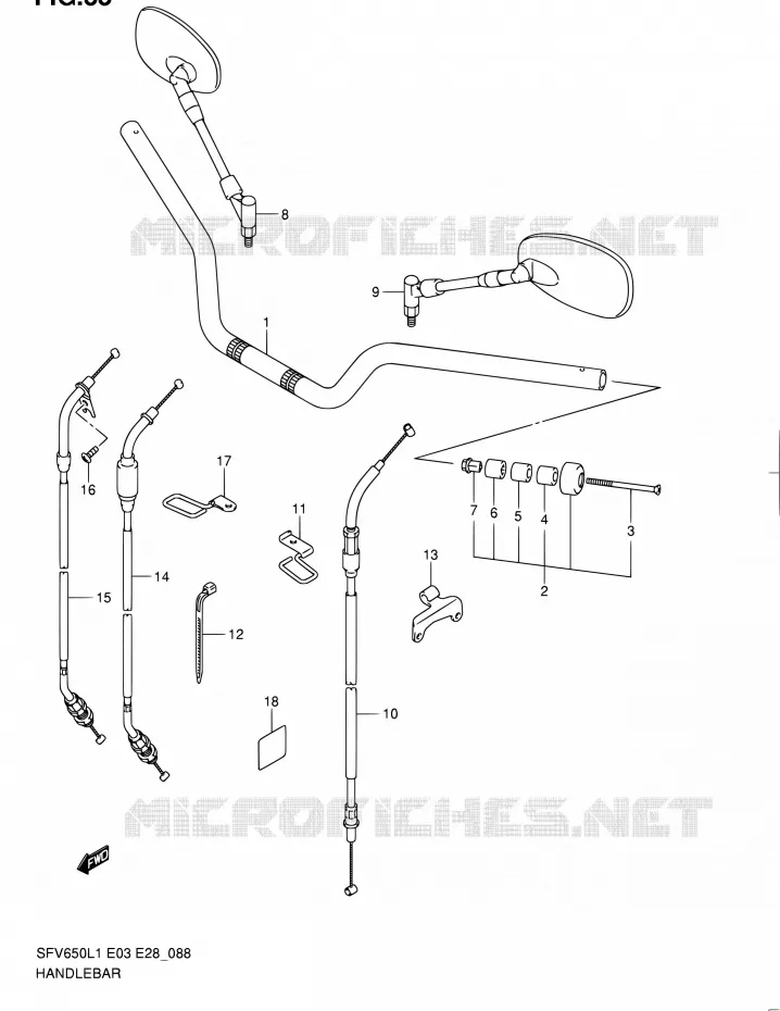 STUUR (SFV650L1 E33) Suzuki MOTO 650 GLADIUS 2011  SFV650A L1 (E03,E28,E33)