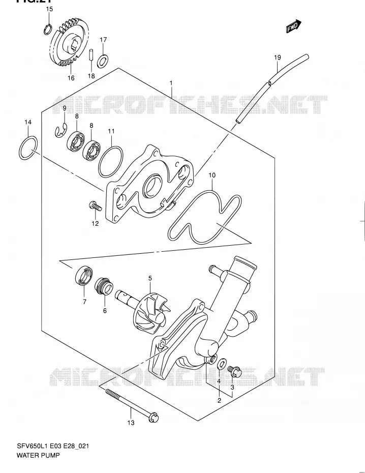 WATERPOMP Suzuki MOTO 650 GLADIUS 2011  SFV650A L1 (E03,E28,E33)
