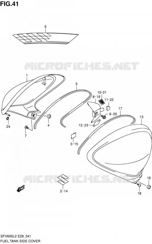 FUEL TANK ZIJKLEP Suzuki MOTO 650 GLADIUS 2012  SFV650AL2(E03,E28,E33)