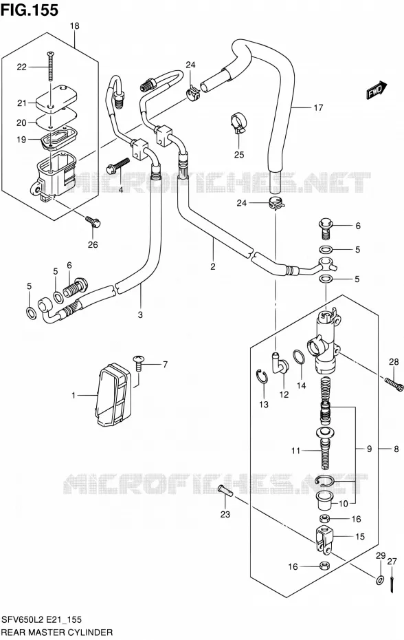 ACHTER HOOFDREMCILINDER (SFV650UAL2 E21) Suzuki MOTO 650 GLADIUS 2012  SFV650AL2(E21)