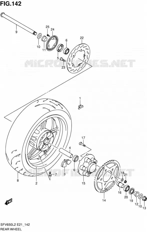 ACHTERWIEL (SFV650AL2 E21) Suzuki MOTO 650 GLADIUS 2012  SFV650AL2(E21)