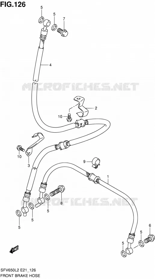 FRONT REMSLANG (SFV650UL2 E21) Suzuki MOTO 650 GLADIUS 2012  SFV650AL2(E21)