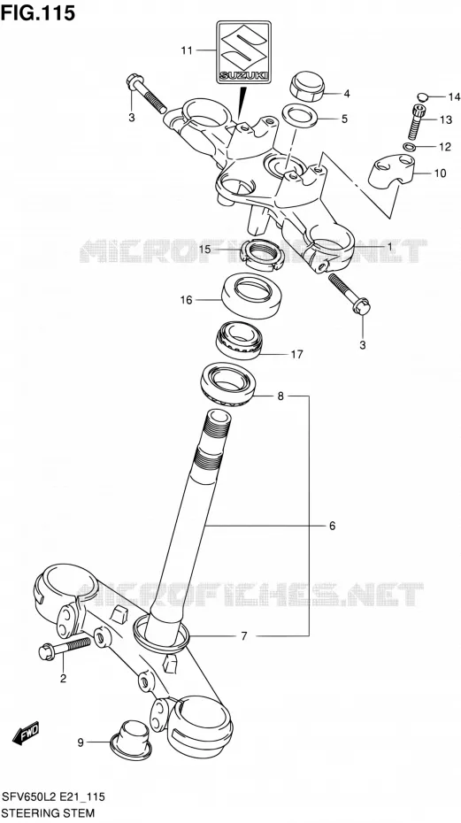 STUURKOLOM Suzuki MOTO 650 GLADIUS 2012  SFV650AL2(E21)