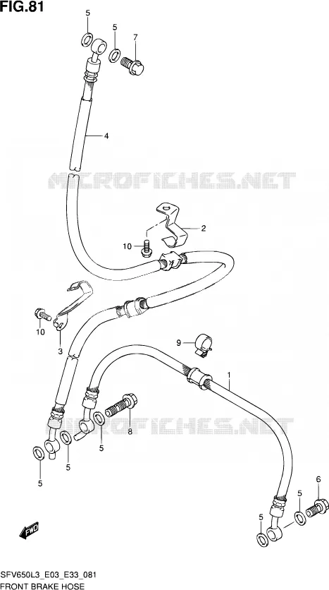 FRONT REMSLANG (SFV650L3 E33) Suzuki MOTO 650 GLADIUS 2013  SFV650A L3 (E03,E28,E33)