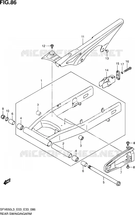 SWINGARM Suzuki MOTO 650 GLADIUS 2013  SFV650A L3 (E03,E28,E33)