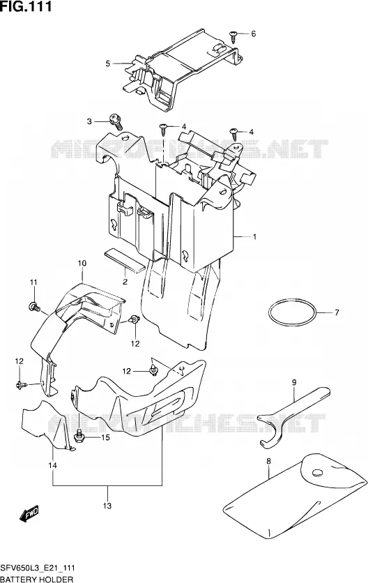 ACCU BOX - TOOLS (SFV650AUEL3 E21) Suzuki MOTO 650 GLADIUS 2015  SFV650A L3 (E21)