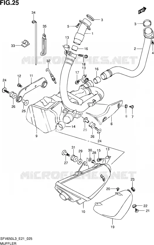 GELUIDDEMPER (SFV650UL3 E21) Suzuki MOTO 650 GLADIUS 2014  SFV650A L3 (E21)
