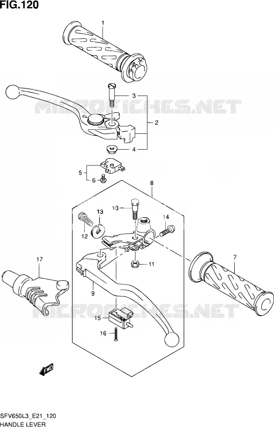 HANDGRIPS - LEVERS Suzuki MOTO 650 GLADIUS 2016  SFV650A L3 (E21)