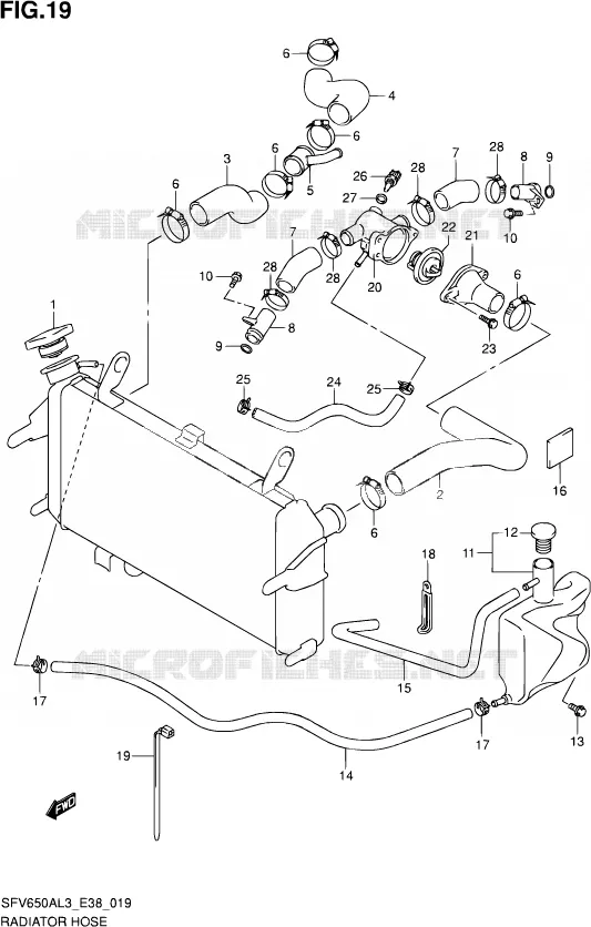 RADIATOR SLANG Suzuki MOTO 650 GLADIUS 2013  SFV650A L3 (E38)