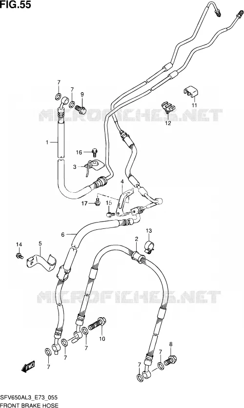 FRONT REMSLANG Suzuki MOTO 650 GLADIUS 2013  SFV650A L3 (E73)