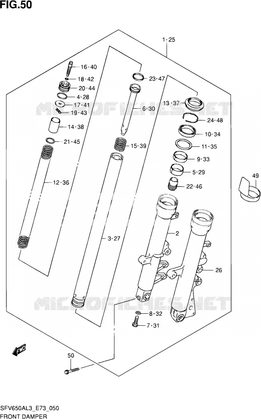 FRONT SCHOKDEMPER Suzuki MOTO 650 GLADIUS 2013  SFV650A L3 (E73)