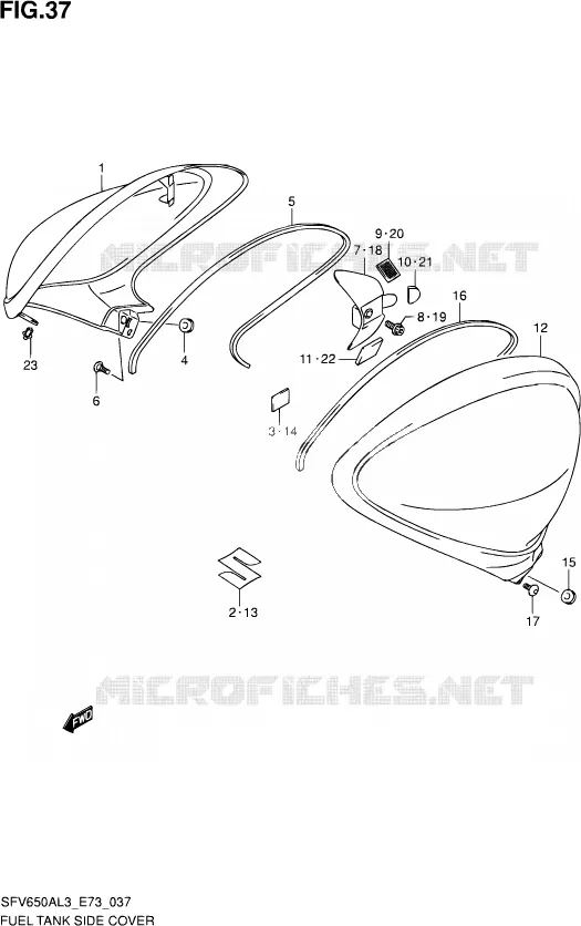 FUEL TANK ZIJKLEP Suzuki MOTO 650 GLADIUS 2013  SFV650A L3 (E73)