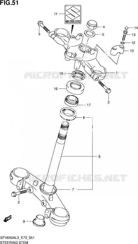 STUURKOLOM Suzuki MOTO 650 GLADIUS 2013  SFV650A L3 (E73)