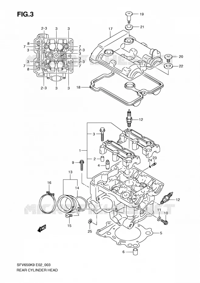 ACHTER CILINDERKOP Suzuki MOTO 650 GLADIUS 2009  SFV650UK9(E24)