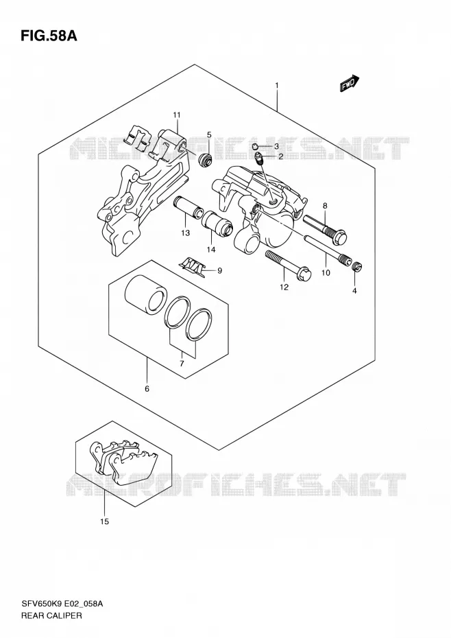 REAR CALIPER (SFV650AK9/UAK9/AL0/UAL0) Suzuki MOTO 650 GLADIUS 2009  SFV650UK9(E24)