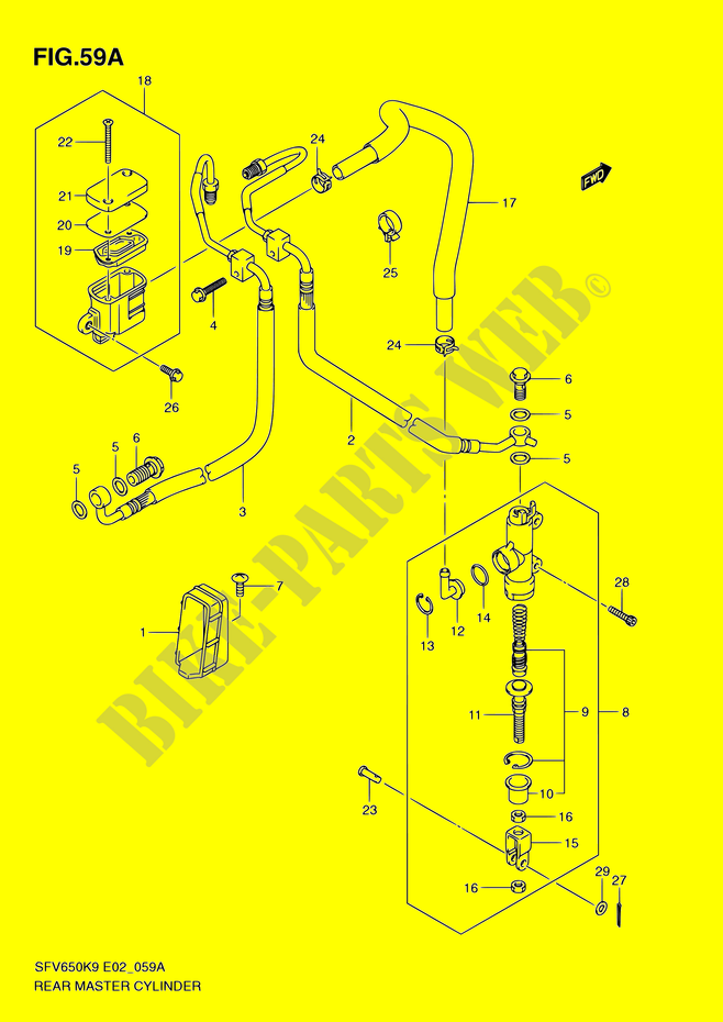 ACHTER HOOFDREMCILINDER (SFV650AK9/UAK9/AL0/UAL0) voor Suzuki GLADIUS 650 2010