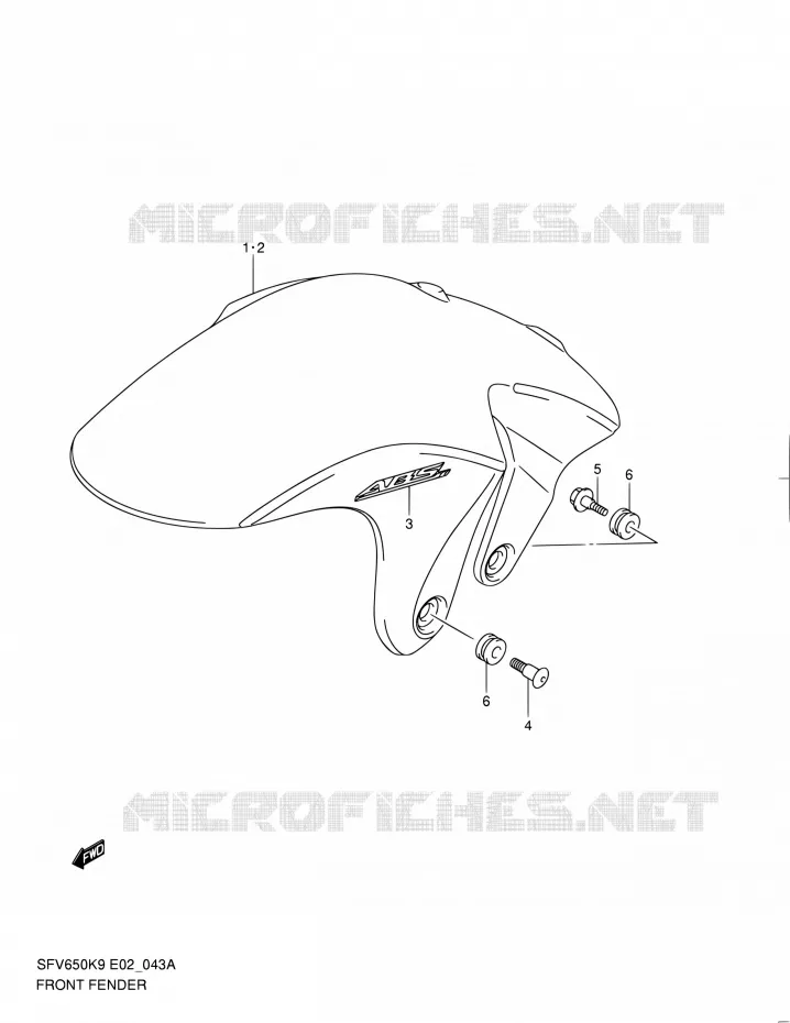 FRONT FENDER (MODEL L0) Suzuki MOTO 650 GLADIUS 2010  SFV650UL0(E19)