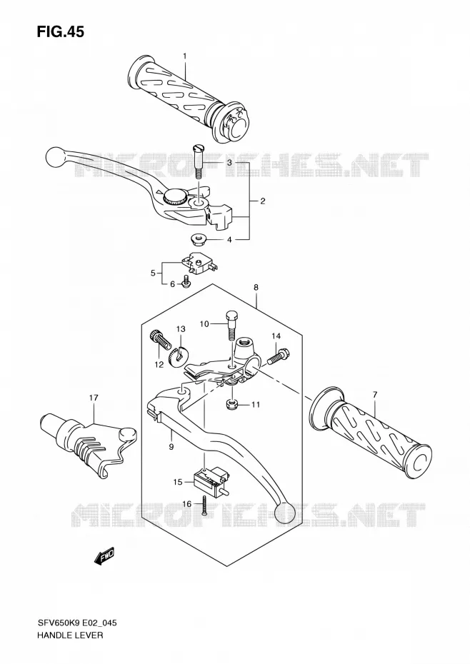 HANDGRIPS - LEVERS Suzuki MOTO 650 GLADIUS 2010  SFV650UL0(E24)