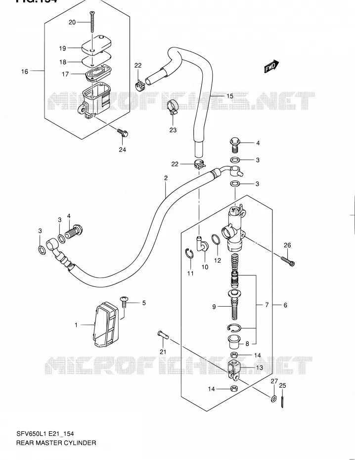 ACHTER HOOFDREMCILINDER (SFV650UL1 E21) Suzuki MOTO 650 GLADIUS 2011  SFV650UL1(E24)