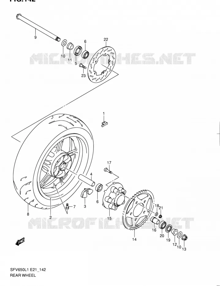 ACHTERWIEL (SFV650UL1 E21) Suzuki MOTO 650 GLADIUS 2011  SFV650UL1(E24)