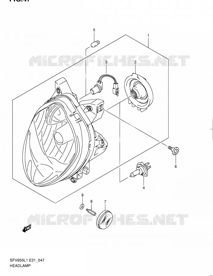 KOPLAMP (SFV650UL1 E24) Suzuki MOTO 650 GLADIUS 2011  SFV650UL1(E24)