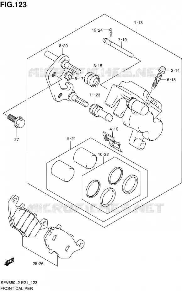 FRONT CALIPER Suzuki MOTO 650 GLADIUS 2012  SFV650UL2(E21)