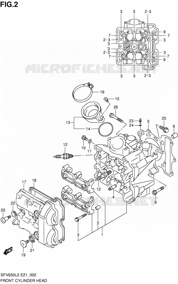 FRONT CILINDERKOP Suzuki MOTO 650 GLADIUS 2012  SFV650UL2(E21)