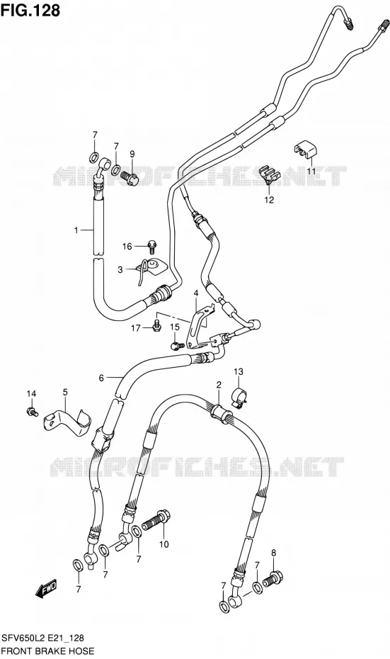 FRONT REMSLANG (SFV650AL2 E21) Suzuki MOTO 650 GLADIUS 2012  SFV650UL2(E21)