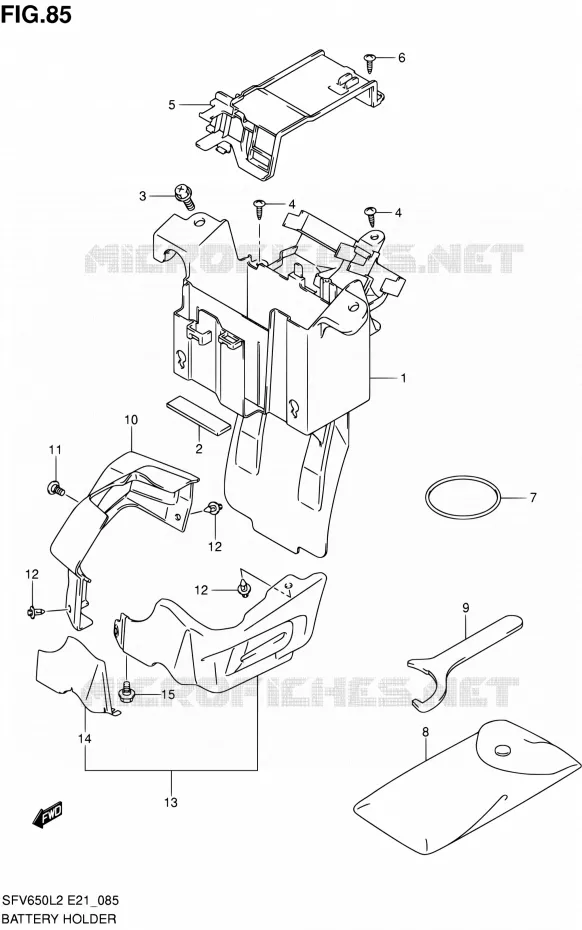 ACCU BOX - TOOLS (SFV650AL2 E21) Suzuki MOTO 650 GLADIUS 2012  SFV650UL2(E24)