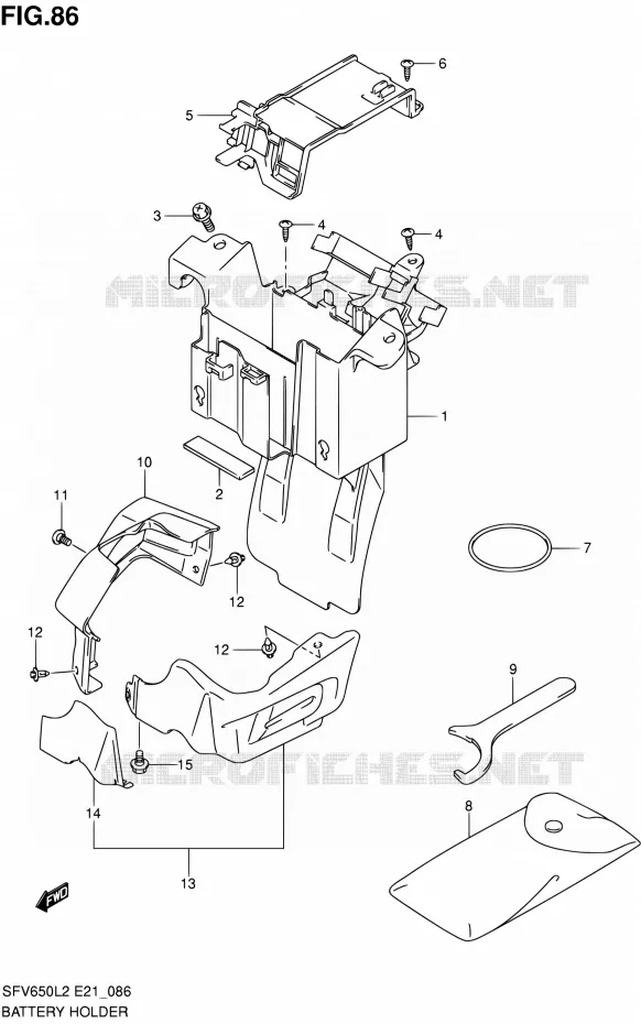 ACCU BOX - TOOLS (SFV650UAL2 E21) Suzuki MOTO 650 GLADIUS 2012  SFV650UL2(E24)