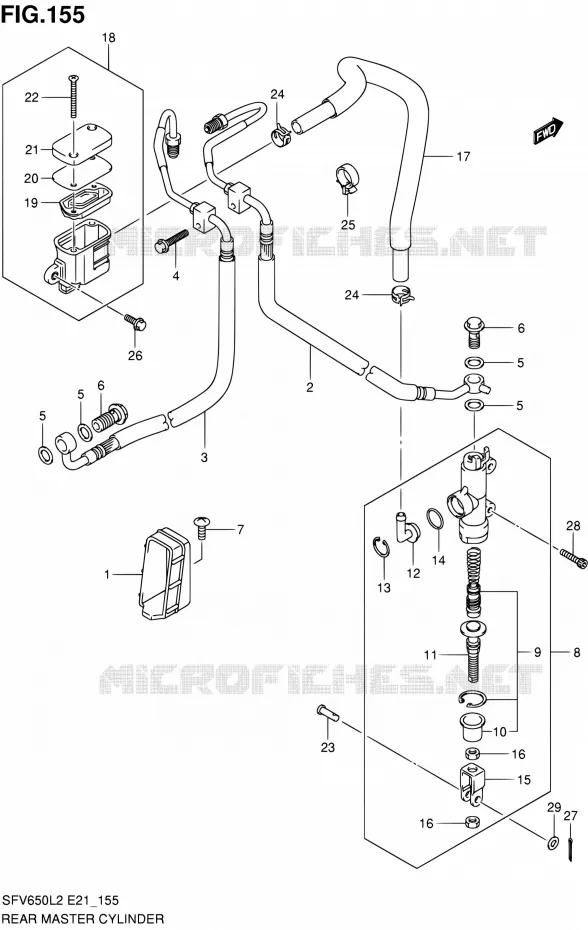ACHTER HOOFDREMCILINDER (SFV650UAL2 E21) Suzuki MOTO 650 GLADIUS 2012  SFV650UL2(E24)