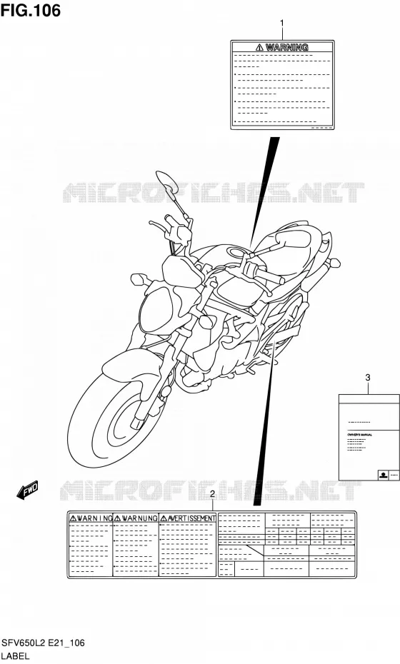 ETIKET (SFV650AL2 E21) Suzuki MOTO 650 GLADIUS 2012  SFV650UL2(E24)