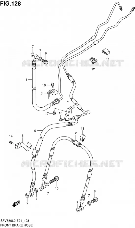 FRONT REMSLANG (SFV650AL2 E21) Suzuki MOTO 650 GLADIUS 2012  SFV650UL2(E24)