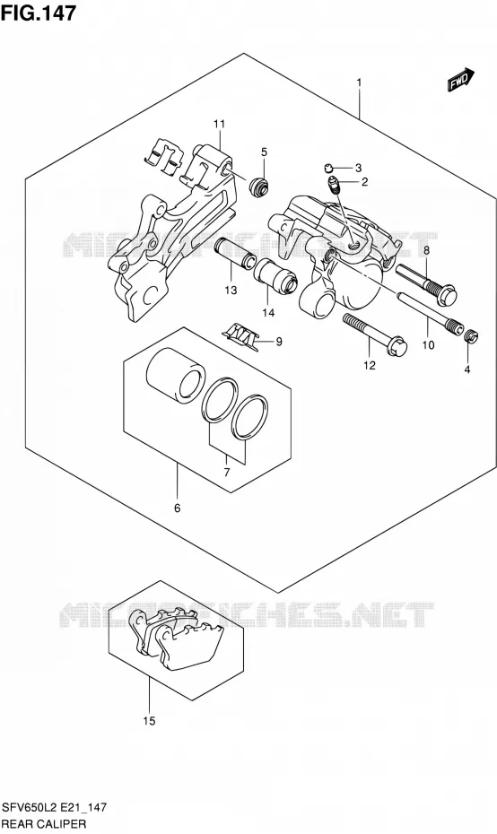 REAR CALIPER (SFV650UL2 E24) Suzuki MOTO 650 GLADIUS 2012  SFV650UL2(E24)