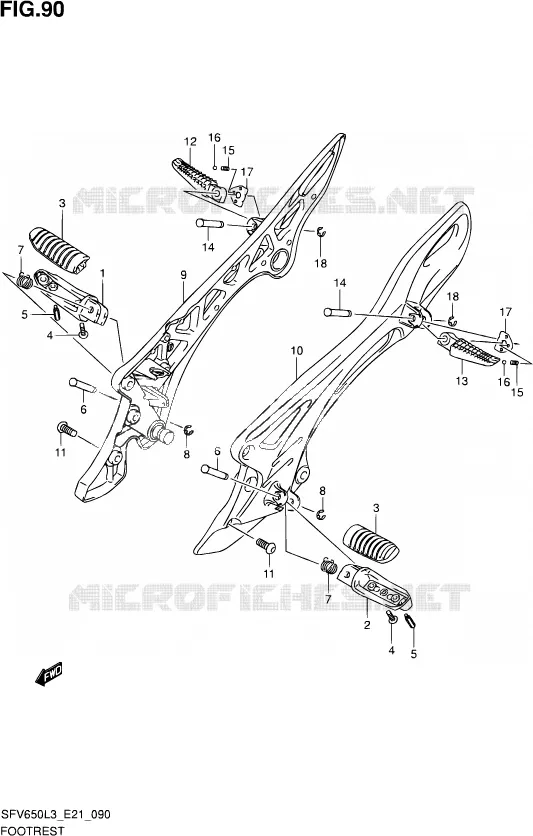 FOOTREST Suzuki MOTO 650 GLADIUS 2013  SFV650U L3 (E21)