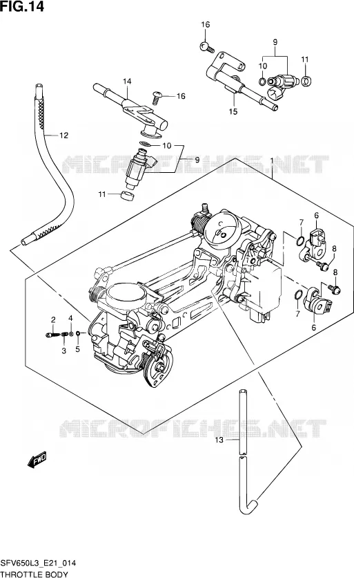 GASKLEPHUIS (SFV650UL3 E24) Suzuki MOTO 650 GLADIUS 2013  SFV650U L3 (E21)