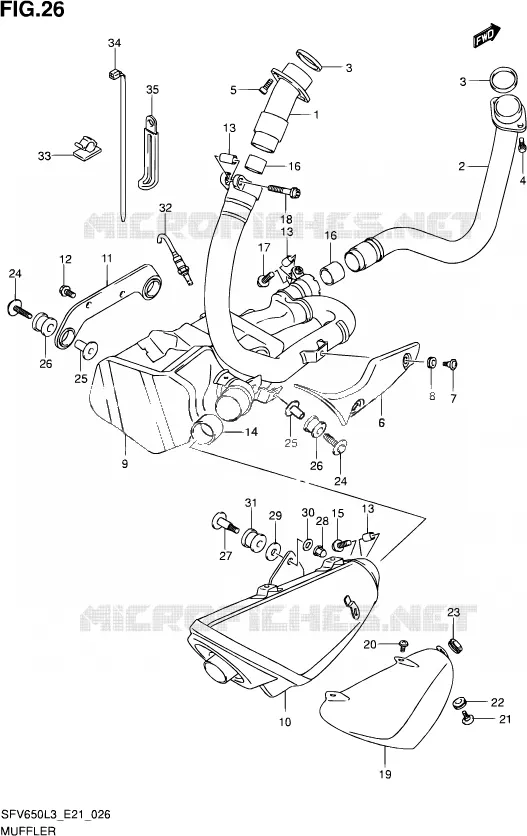 GELUIDDEMPER (SFV650UL3 E24) Suzuki MOTO 650 GLADIUS 2013  SFV650U L3 (E21)
