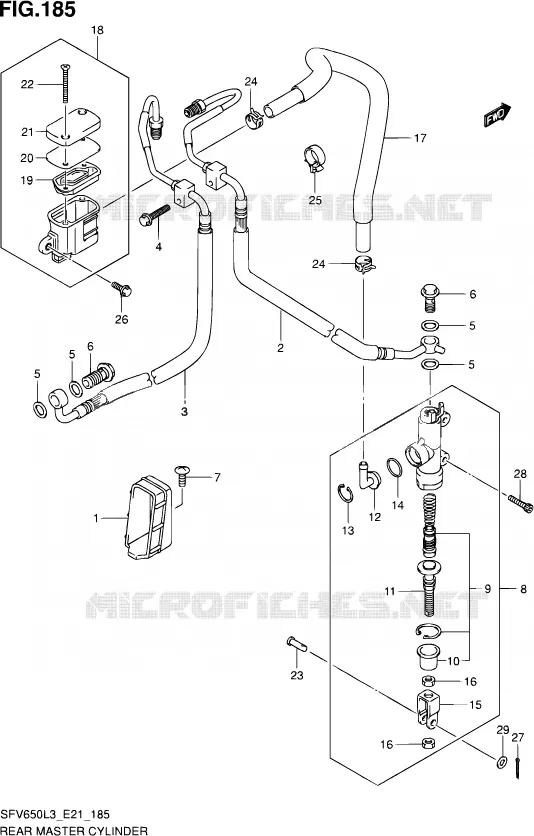 ACHTER HOOFDREMCILINDER (SFV650AL3 E21) Suzuki MOTO 650 GLADIUS 2013  SFV650U L3 (E24)