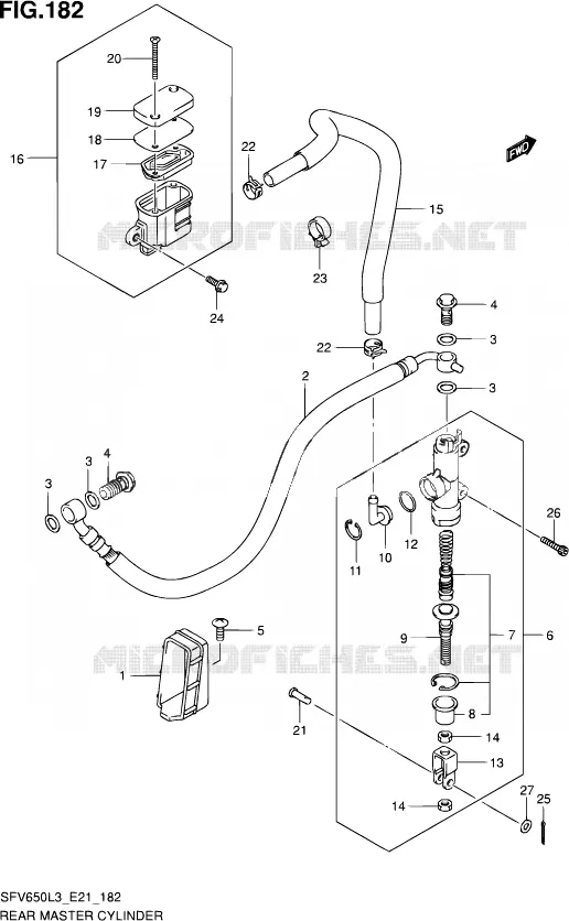 ACHTER HOOFDREMCILINDER (SFV650L3 E24) Suzuki MOTO 650 GLADIUS 2013  SFV650U L3 (E24)