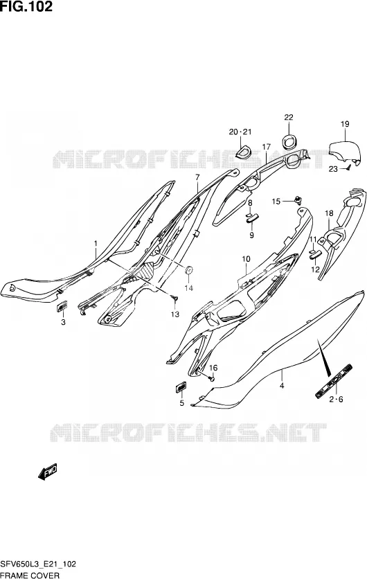 ACHTER KUIP (SFV650AL3 E21) Suzuki MOTO 650 GLADIUS 2013  SFV650U L3 (E24)